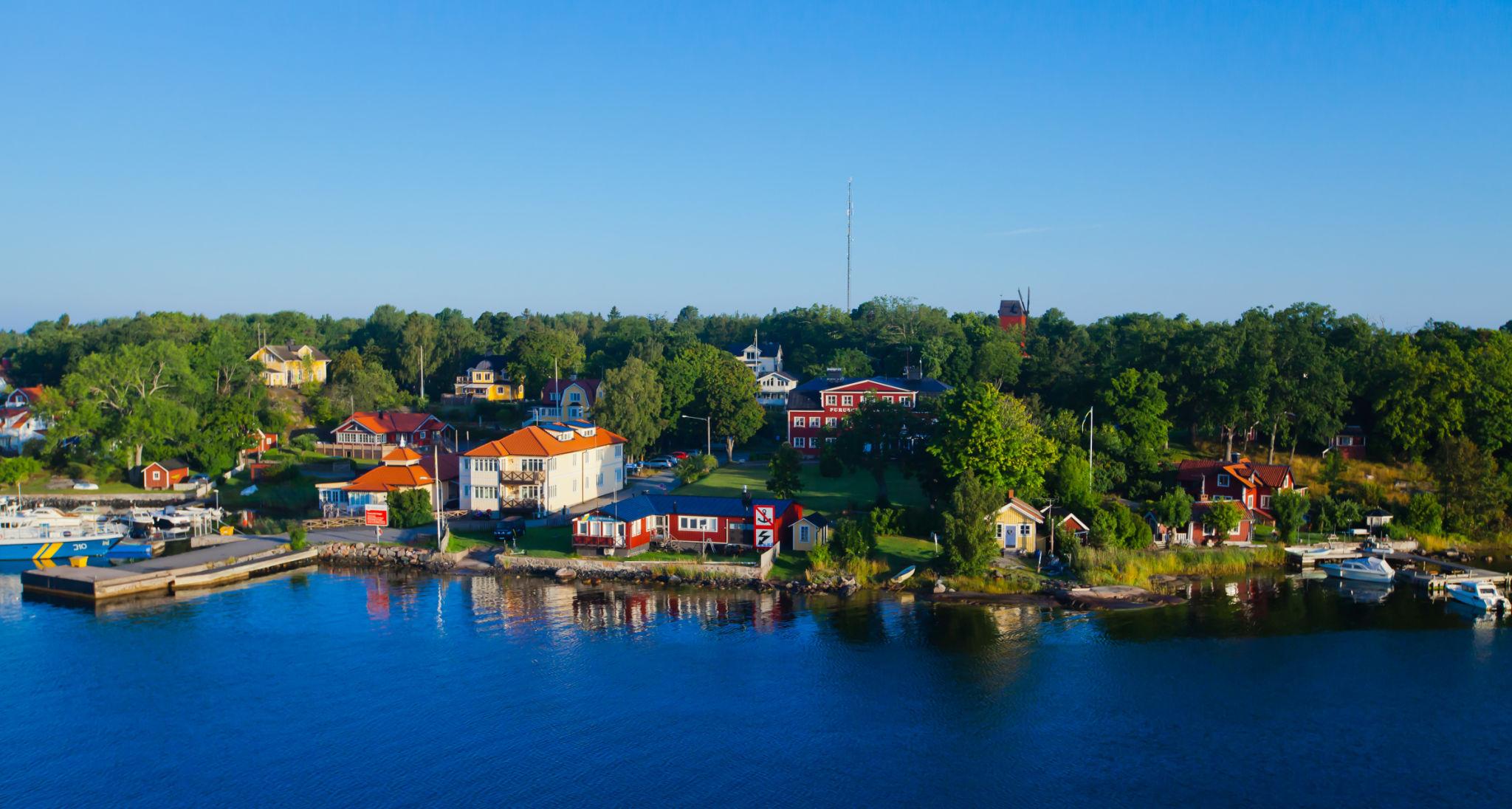 Vaxholm waterfront in the Stockholm archipelago