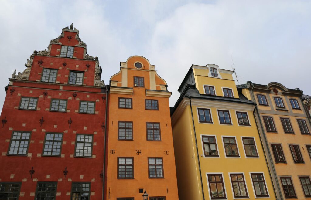Colorful historic street in Gamla Stan Stockholm old town