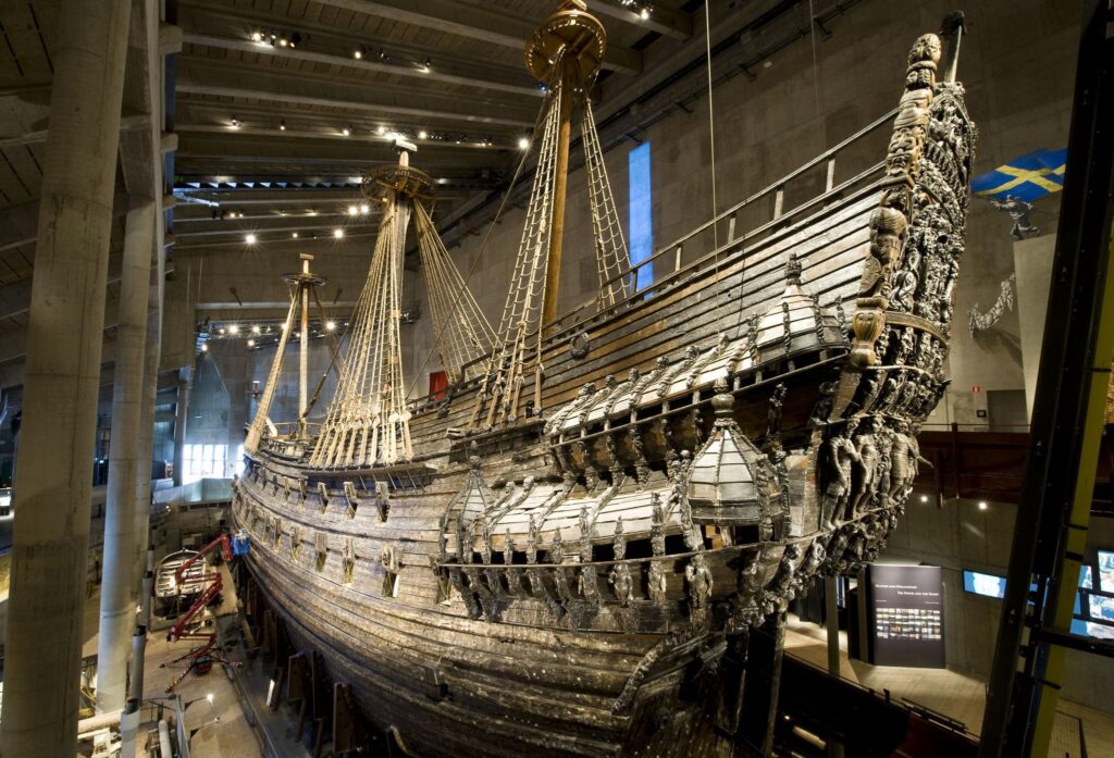The Vasa warship displayed inside the Vasa Museum in Stockholm