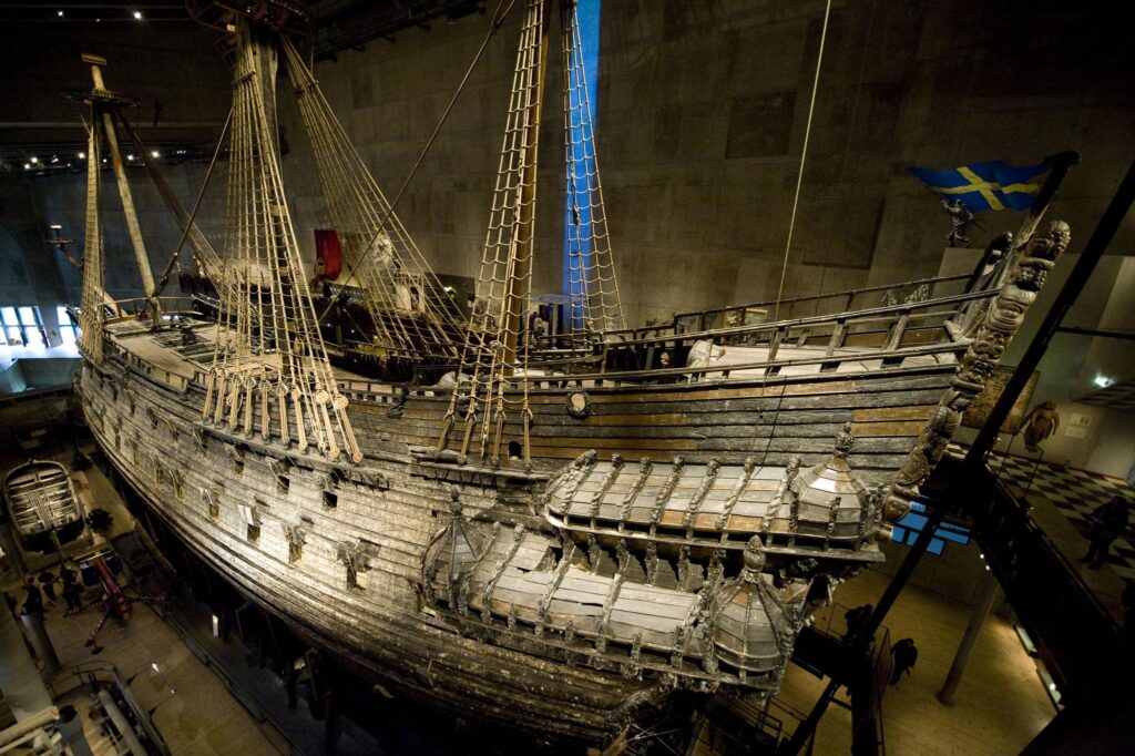 The Vasa warship displayed inside the Vasa Museum in Stockholm