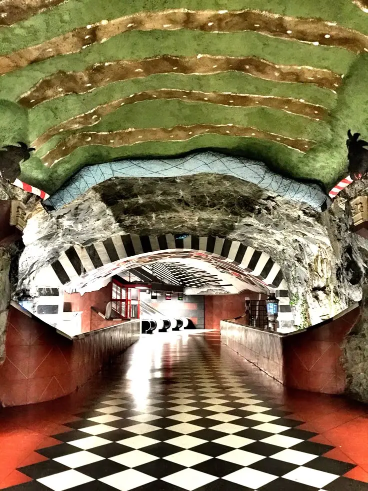 Art installations and sculptures at Kungsträdgården metro station Stockholm
