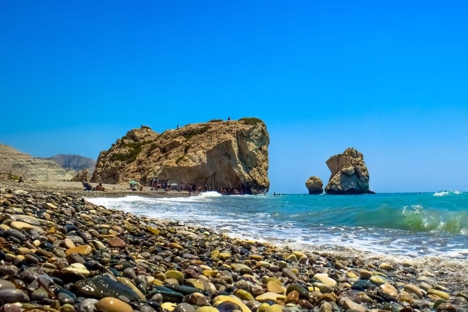 Petra tou Romiou coastline near Paphos in Cyprus