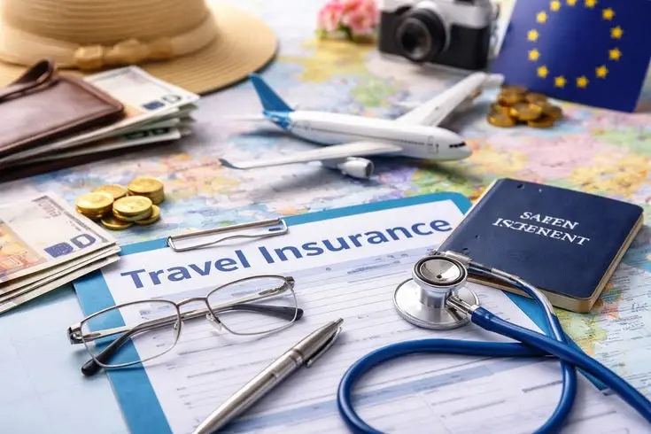 travel insurance for tourists in Europe and outside EU showing health card and travel coverage