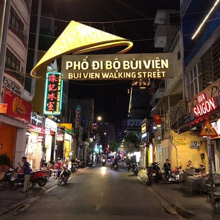 Bui Vien Street in Ho Chi Minh City Vietnam at night