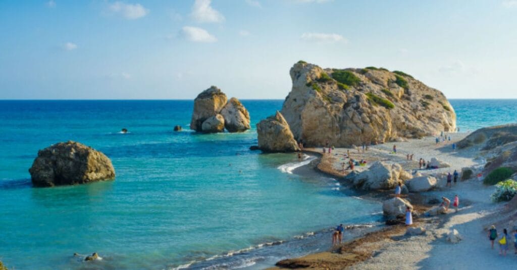 Aphrodite's Rock coastline near Paphos Cyprus