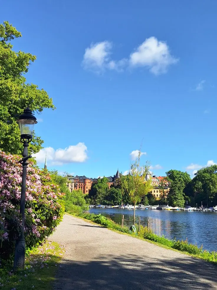 People walking on Djurgården island during spring in Stockholm