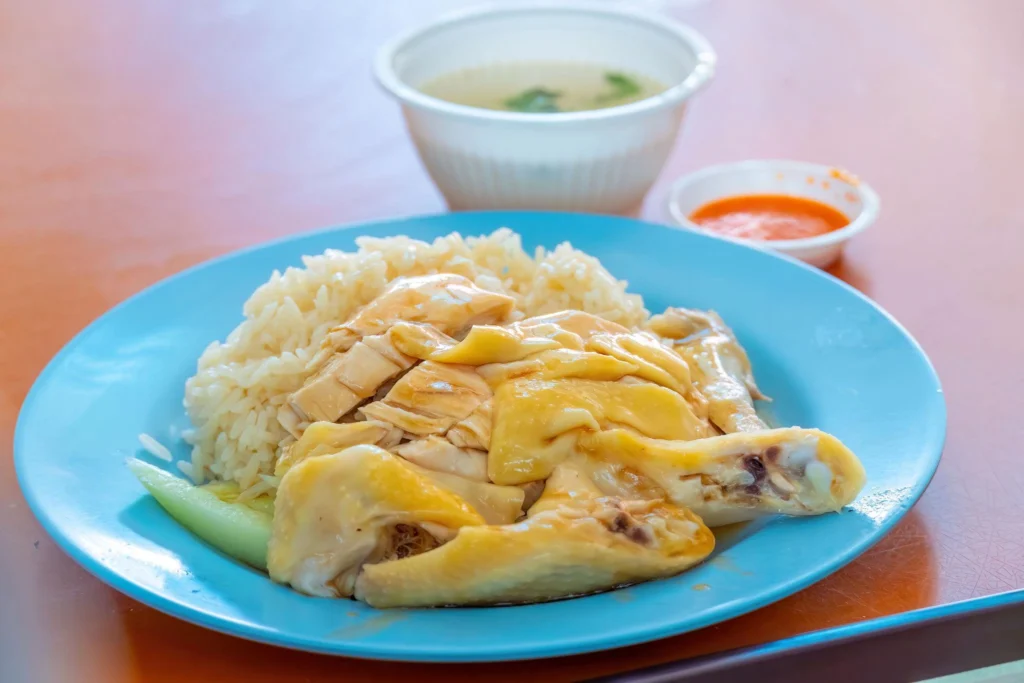Hainanese chicken rice and local food in Singapore