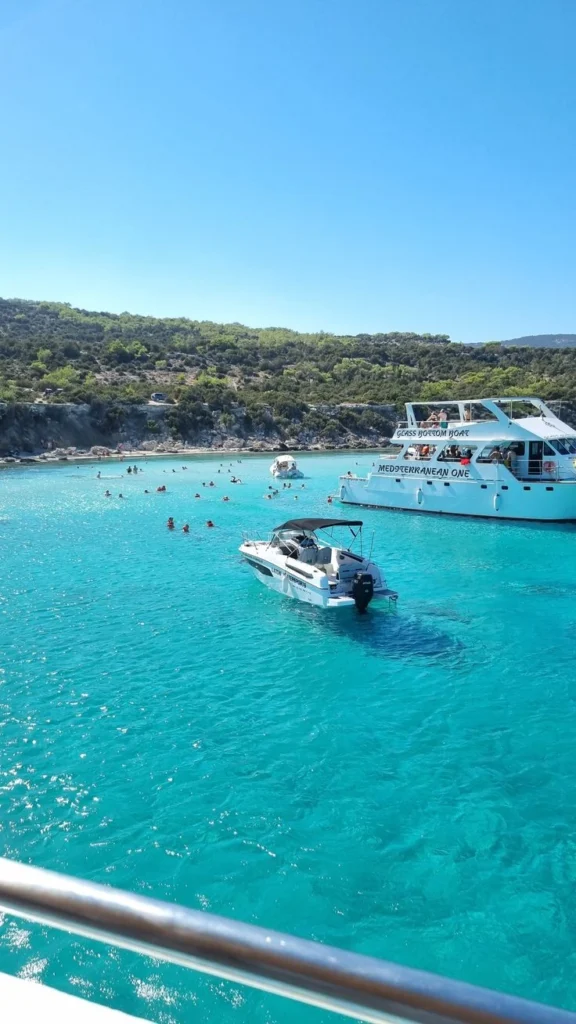 Blue Lagoon boat trip near Paphos Cyprus with crystal-clear water