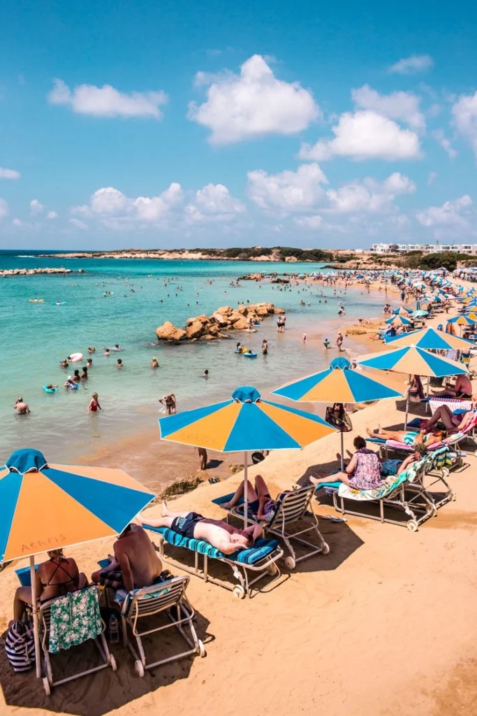 Coral Bay Beach family-friendly beach in Paphos Cyprus