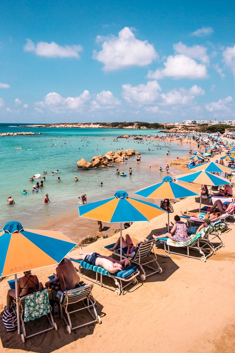 Coral Bay Beach family-friendly beach in Paphos Cyprus